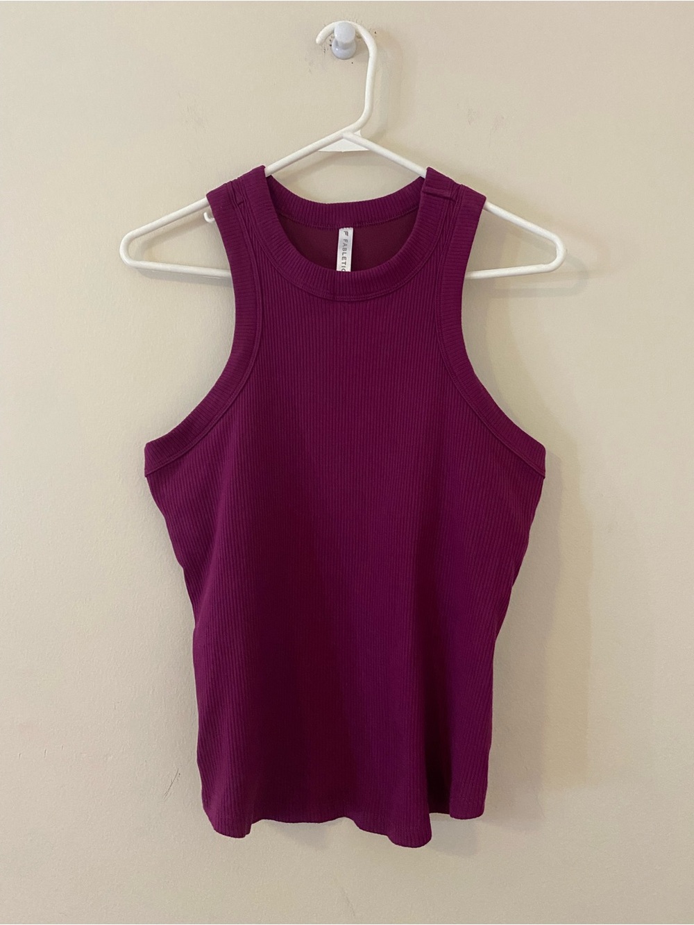 Fabletics Cotton Ribbed Racerback Sporty Tank - Plum